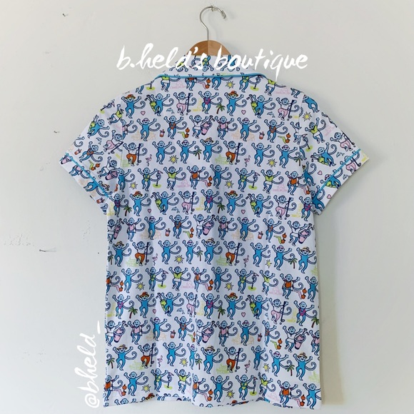 Roller Rabbit Palm Beach Monkey Polo Pajamas in Multi Monkey Sz Small S New NWT - Picture 8 of 16